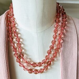 Heidi Daus 🆕 42” faceted beaded peach/pink/coral necklace - Stunning!
